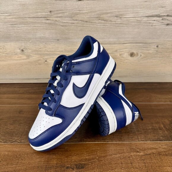 Nike Dunk Low Mens Size 8 White Midnight Navy HF5441 107 - Picture 1 of 9